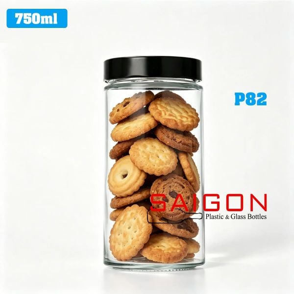 Hũ Trụ 750ml Nắp Thiếc Dày P82 | Hũ Thủy Tinh Nắp Thiếc