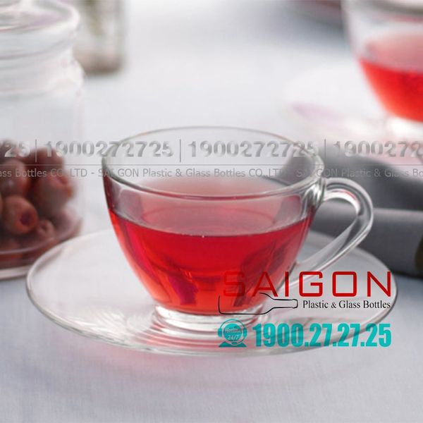 Ocean ( P00671+ P00640 ) - Bộ Tách Thủy Tinh Ocean Cosmo Tea Cup 230ml ( Đĩa + Tách ) | Nhập Khẩu Thái Lan