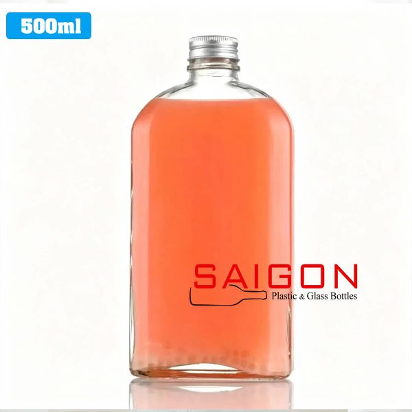 Chai Dẹp Vai Bầu 500ml | Chai thủy tinh nắp nhôm