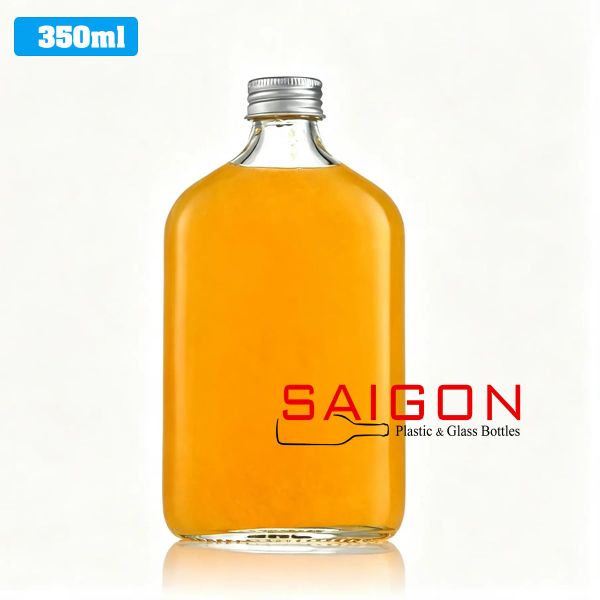 Chai Dẹp Cổ Cao 350ml | Chai thủy tinh nắp nhôm