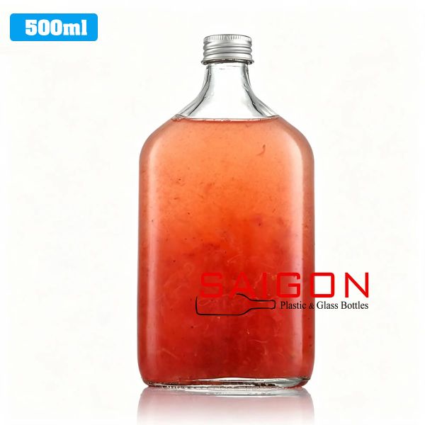 Chai Dẹp Cổ Cao 500ml | Chai thủy tinh nắp nhôm