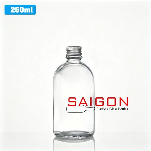 Chai Tròn Nước ép 250ml | Chai thủy tinh nắp nhôm