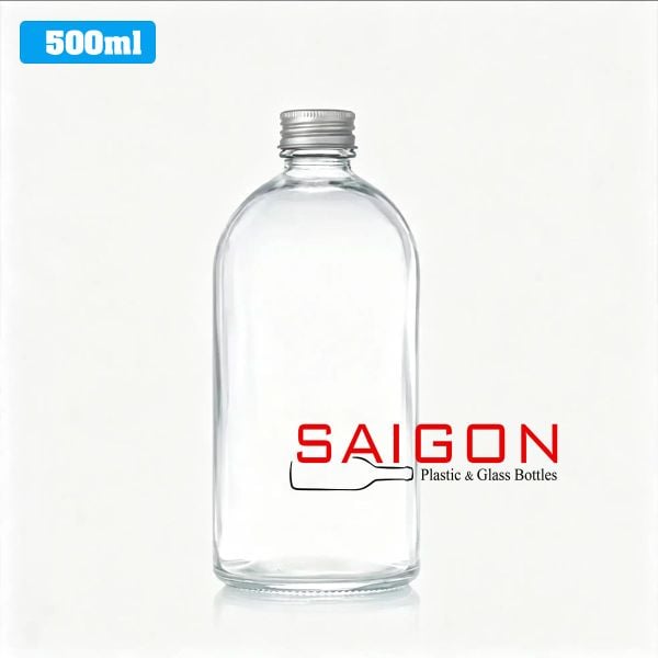 Chai Tròn Nước ép 500ml | Chai thủy tinh nắp nhôm