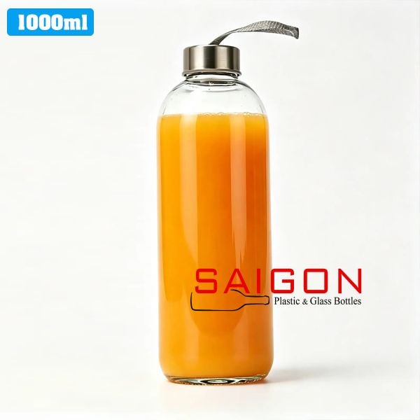 Chai Tròn Trụ 1000ml  | Chai thủy tinh Nắp Dây