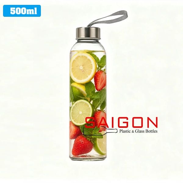 Chai Tròn Trụ 500ml  | Chai thủy tinh Nắp Dây