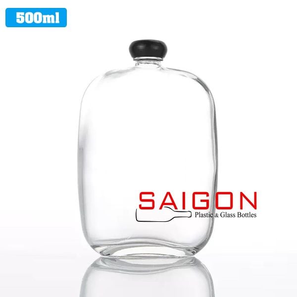 Chai Dẹp Nắp Nhựa 500ml | Chai thủy tinh nắp nhựa