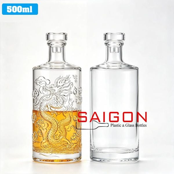 Chai Rượu Rồng 500ml | Bình chiết ( ngâm ) rượu nút thủy tinh