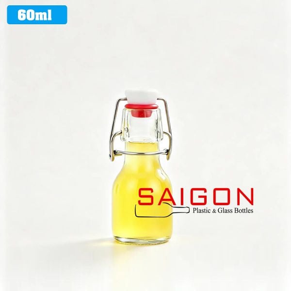 Chai Gài Tròn 60ml | Chai thủy tinh nắp gài