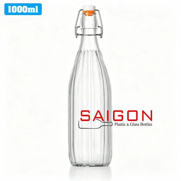 Chai Gài Sọc 1000ml | Chai thủy tinh nắp gài