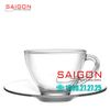 Ocean ( P00671+ P00640 ) - Bộ Tách Thủy Tinh Ocean Cosmo Tea Cup 200ml ( Đĩa + Tách ) | Nhập Khẩu Thái Lan