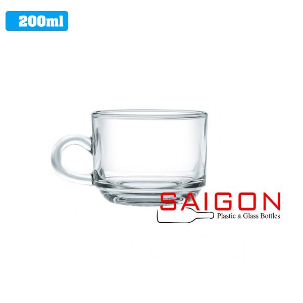 Ocean ( P00340+ P00271 ) - Bộ Tách Thủy Tinh Ocean Stack Tea Cup 200ml ( Đĩa + Tách ) | Nhập Khẩu Thái Lan