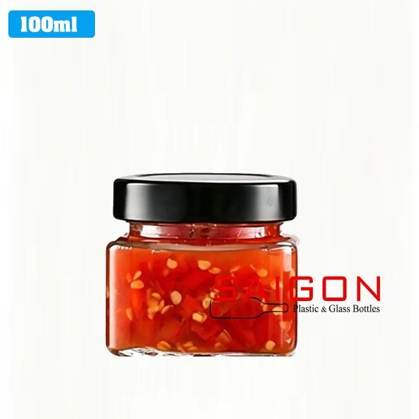 Hũ Vuông 100ml Nắp Thiếc Dày P43 | Hũ Thủy Tinh Nắp Thiếc