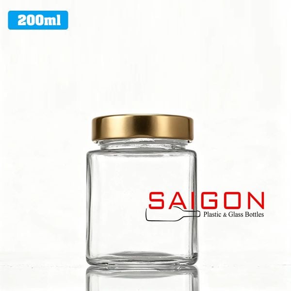 Hũ Vuông 200ml Nắp Thiếc Dày P53 | Hũ Thủy Tinh Nắp Thiếc