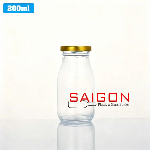 Chai Sữa Tròn 200ml | Chai thủy tinh nắp thiếc
