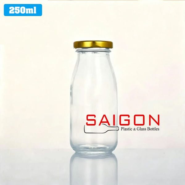 Chai Sữa Tròn 250ml | Chai thủy tinh nắp thiếc