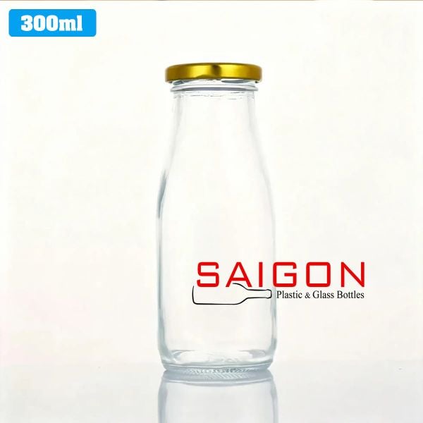 Chai Sữa vuông 300ml | Chai thủy tinh nắp thiếc
