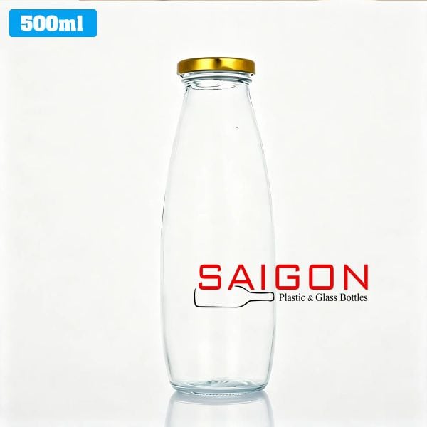 Chai Sữa Tròn 500ml | Chai thủy tinh nắp thiếc