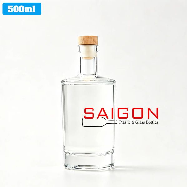 Chai tròn vai ngang 500ml | Chai thủy tinh nút nhấn