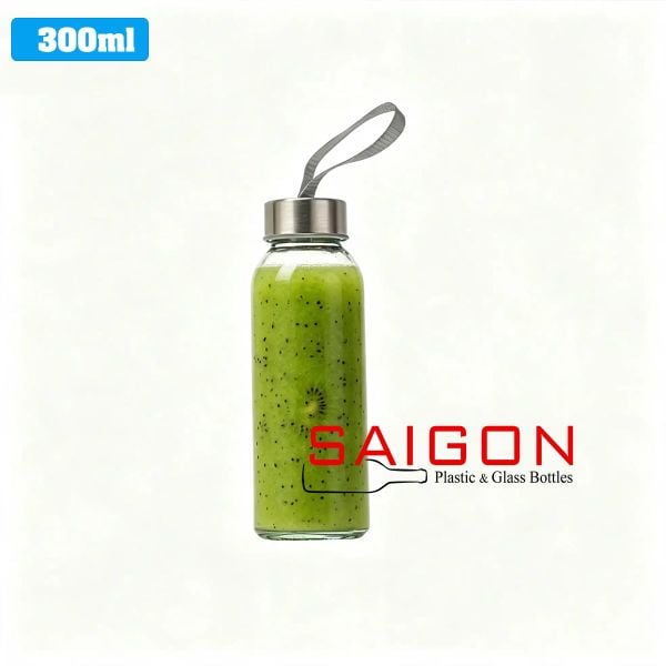 Chai Tròn Trụ 300ml  | Chai thủy tinh Nắp Dây