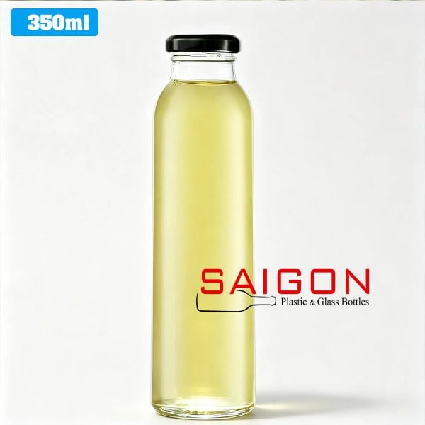 Chai Tròn Phúc Long 350ml | Chai thủy tinh nắp Thiếc