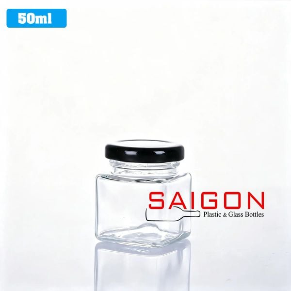 Hũ Vuông 50ml | Hũ Thủy Tinh Nắp Thiếc