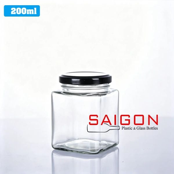 Hũ Vuông 200ml | Hũ Thủy Tinh Nắp Thiếc