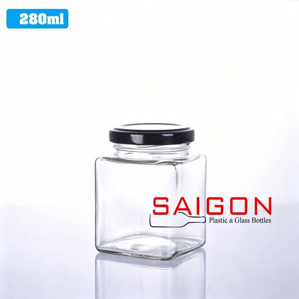 Hũ Vuông 280ml | Hũ Thủy Tinh Nắp Thiếc