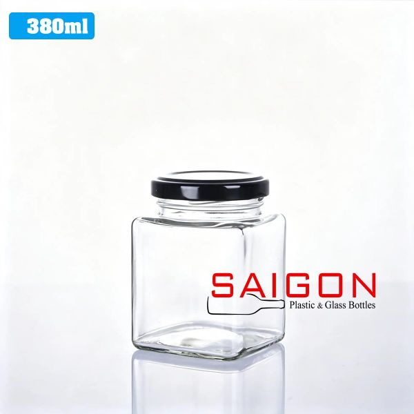 Hũ Vuông 380ml | Hũ Thủy Tinh Nắp Thiếc