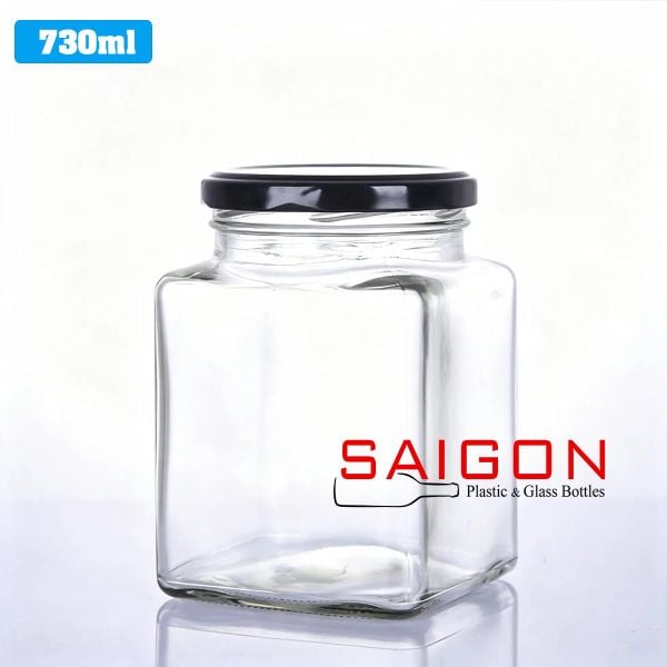 Hũ Vuông 730ml | Hũ Thủy Tinh Nắp Thiếc
