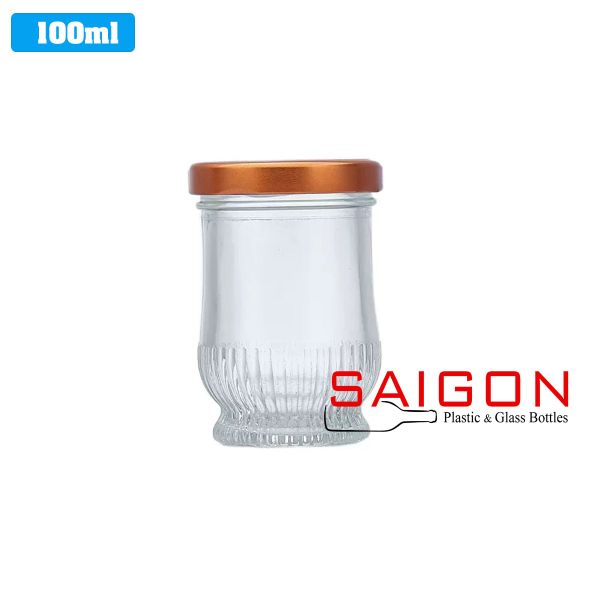 Hũ Thủy Tinh Sen Cao Sọc Đựng Yến 100ml