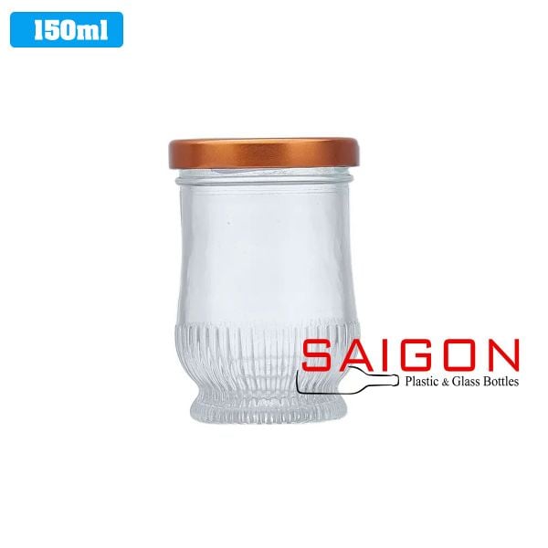 Hũ Thủy Tinh Sen Cao Sọc Đựng Yến 150ml