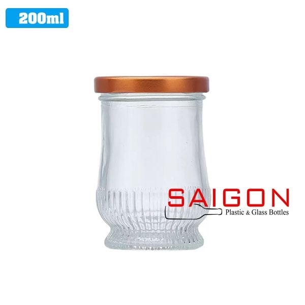 Hũ Thủy Tinh Sen Cao Sọc Đựng Yến 200ml