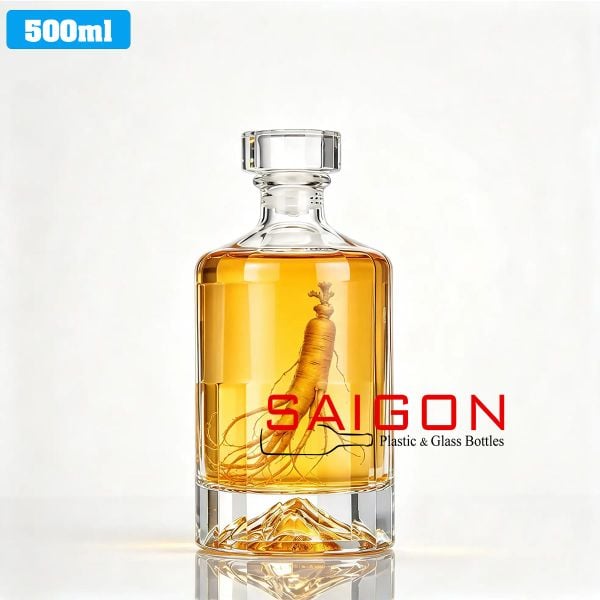 Chai Rượu Hibi lùn 500ml | Bình chiết ( ngâm ) rượu nút thủy tinh