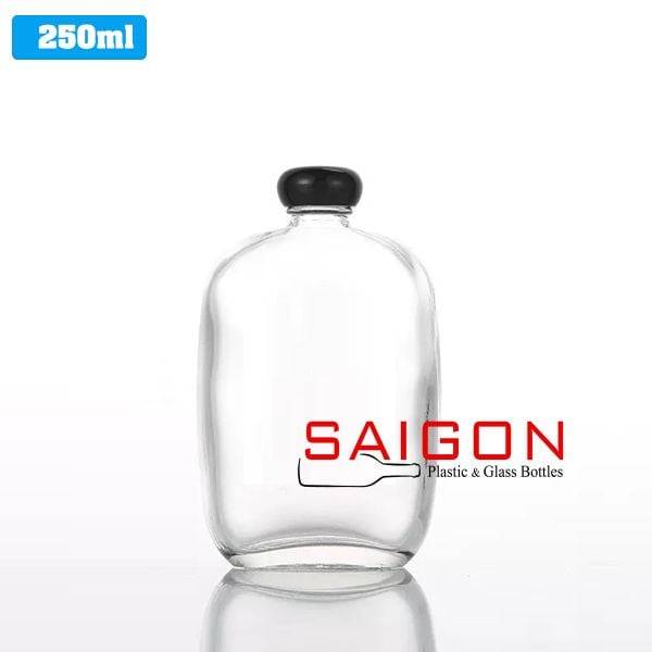 Chai Dẹp Nắp Nhựa 250ml | Chai thủy tinh nắp nhựa