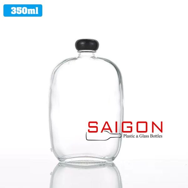 Chai Dẹp Nắp Nhựa 350ml | Chai thủy tinh nắp nhựa