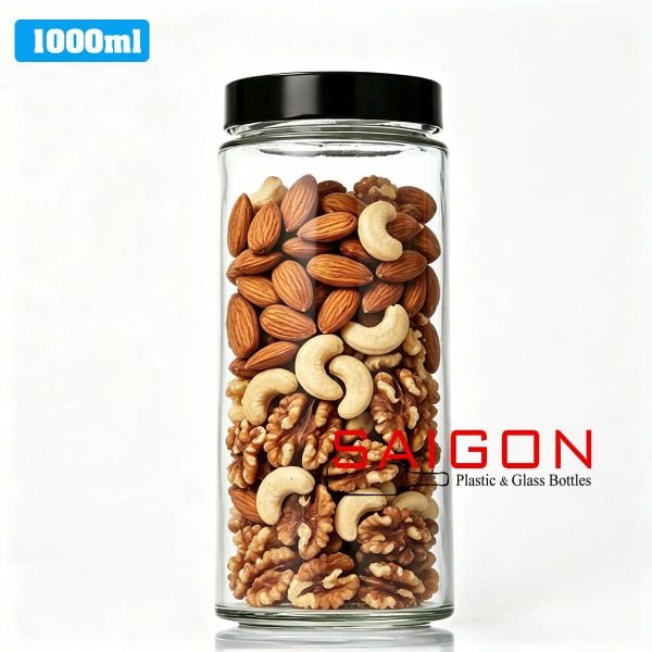 Hũ Trụ 1000ml Nắp Thiếc Dày P82 | Hũ Thủy Tinh Nắp Thiếc