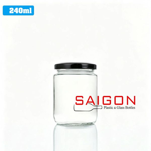 Hũ Trụ 240ml | Hũ Thủy Tinh Nắp Thiếc