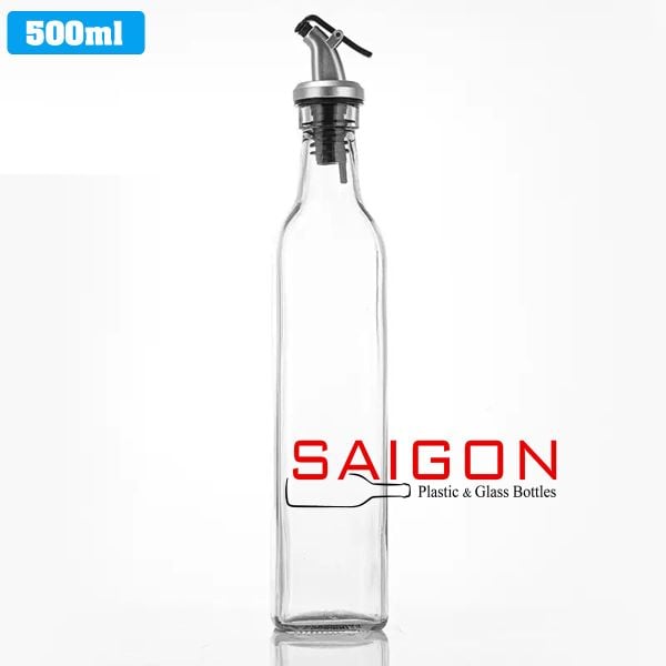 Chai Vuông Xịt Dầu 500ml | Chai thủy tinh nắp xịt dầu
