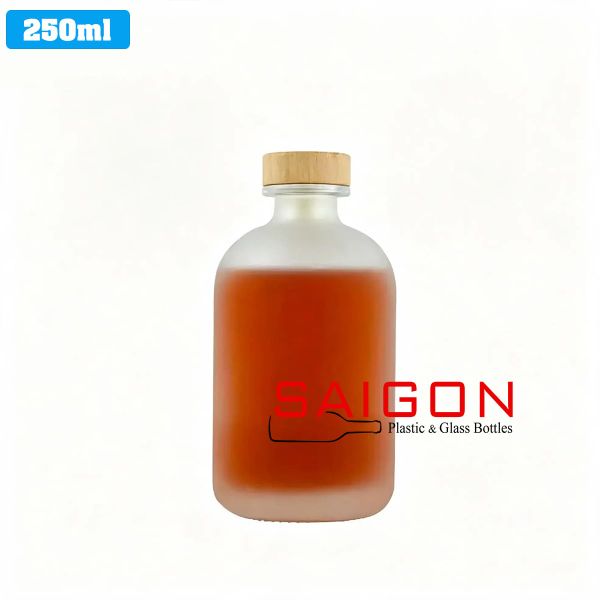 Chai Tròn Nhám Boston 250ml | Chai thủy tinh nút nhấn
