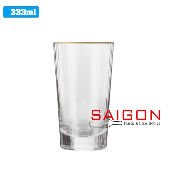 DELI DSY5840-2AR - Ly Thủy Tinh Delisoga Studio Gold Rim Stripes Tumber Glass 333ml | Thủy Tinh Cao Cấp