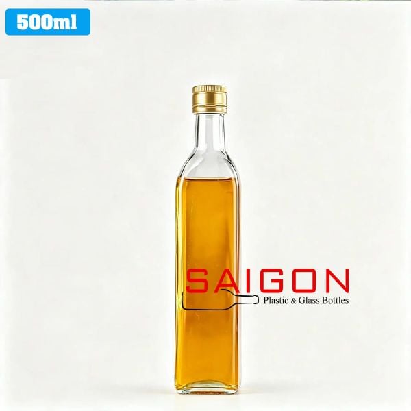 Chai Vuông 500ml | Chai thủy tinh nắp nhôm