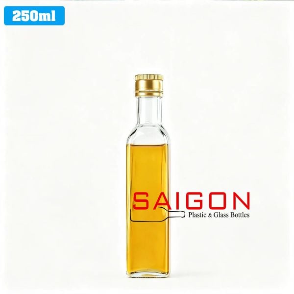 Chai Vuông 250ml | Chai thủy tinh nắp nhôm