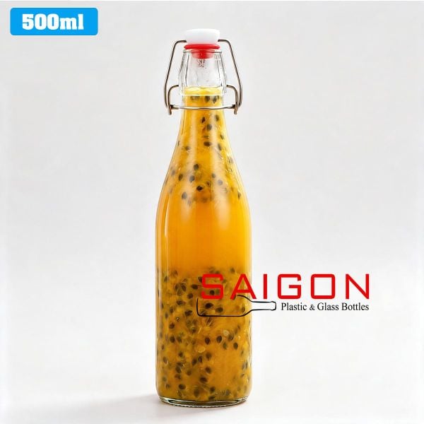 Chai Gài Tròn 500ml | Chai thủy tinh nắp gài