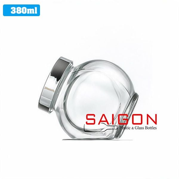 Hũ Nghiêng 380ml | Hũ thủy tinh nắp nhựa