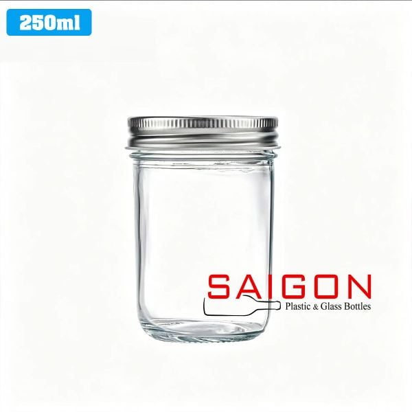 Hũ Đáy Nhỏ 250ml Nắp Nhôm P72 | Hũ Thủy Tinh Nắp Nhôm