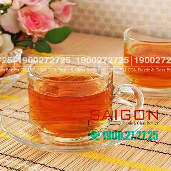 Ocean ( P00340+ P00271 ) - Bộ Tách Thủy Tinh Ocean Stack Tea Cup 200ml ( Đĩa + Tách ) | Nhập Khẩu Thái Lan