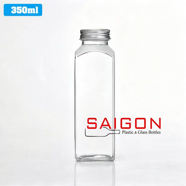 Chai Vuông Cao 350ml | Chai thủy tinh nắp nhôm
