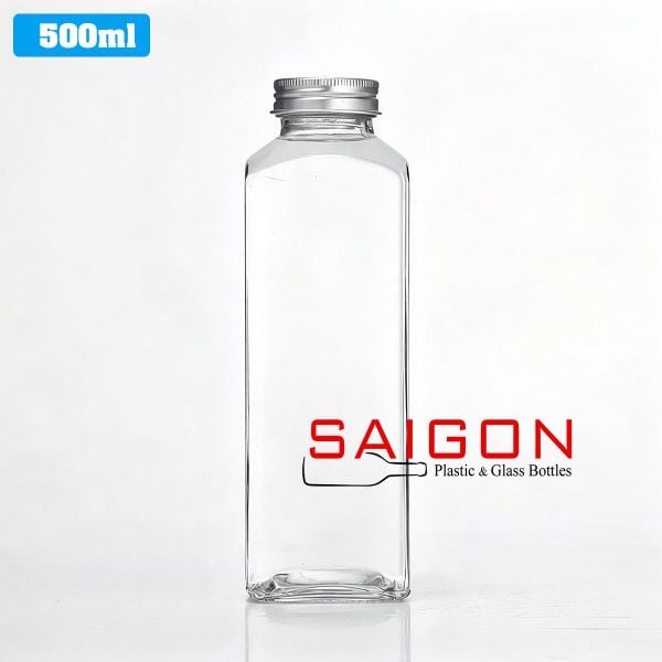 Chai Vuông Cao 500ml | Chai thủy tinh nắp nhôm