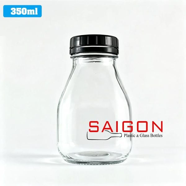 Chai Vuông Lùn 350ml | Chai thủy tinh nắp nhựa