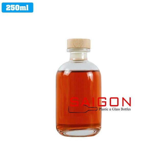 Chai tròn Boston 250ml | Chai thủy tinh nút nhấn